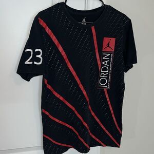 Nike Air Mike Jordan Black Red Collector 23 Basketball Swingman T Shirt M Slim
